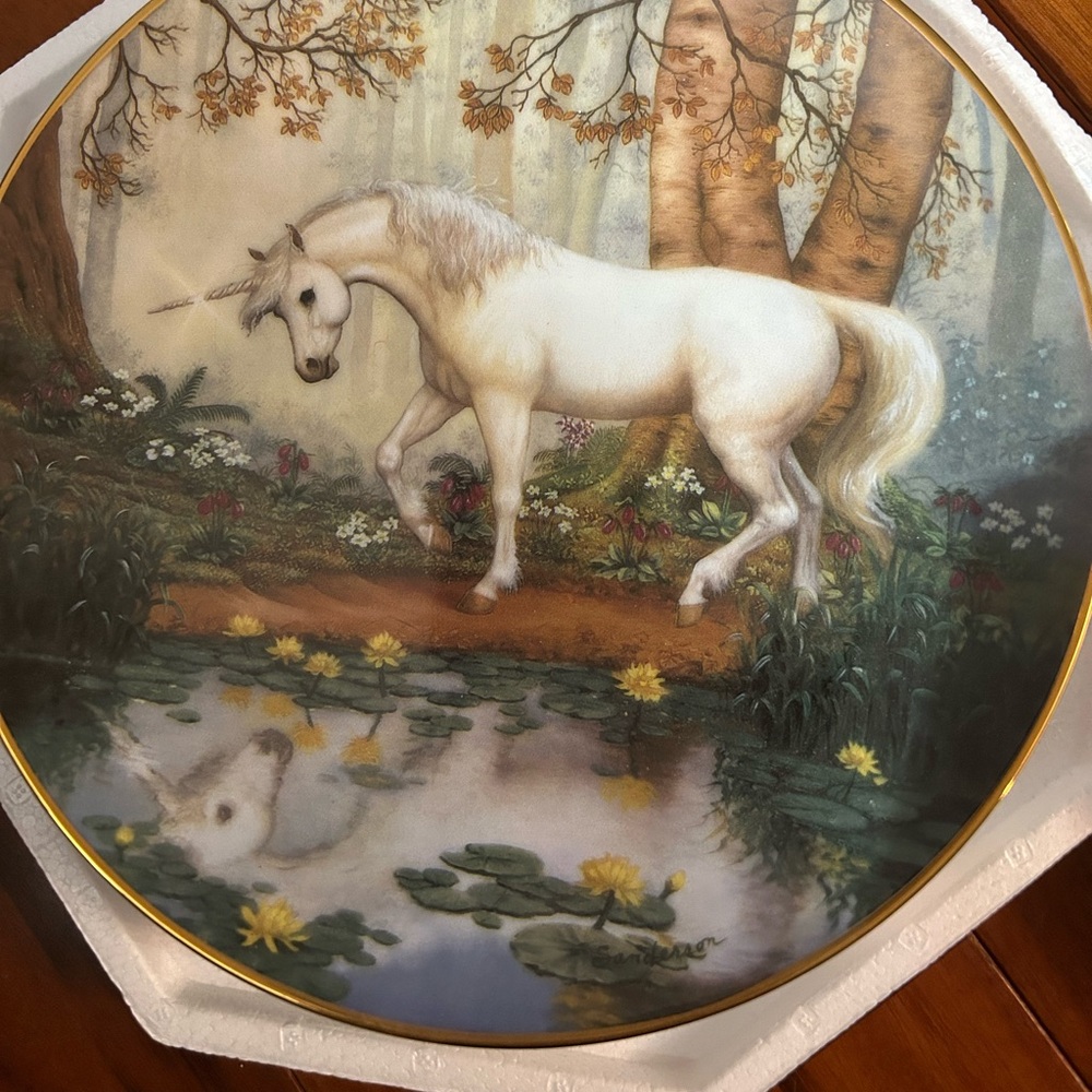 Enchanted Forest Unicorn Wall Art - White and Gold